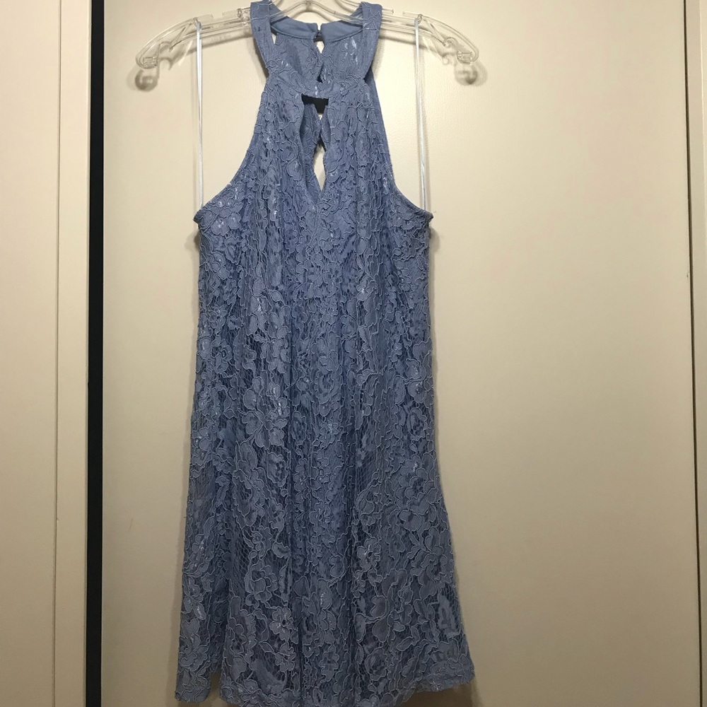 francesca’s blue lace shift dress